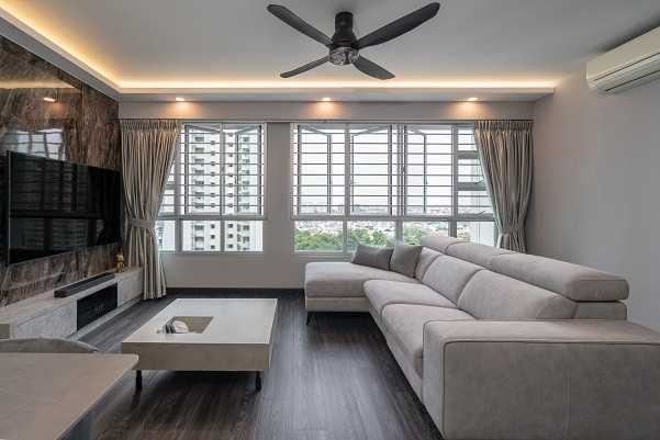 Modern Living Room with Vinyl Flooring and Sofa