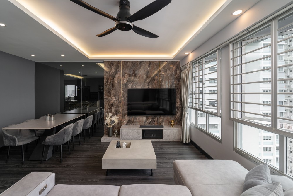 Modern Living Room with TV Console and Sofa