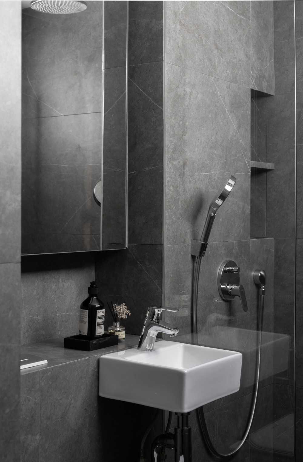 Contemporary Bathroom with Mirror and Bathroom Mirrors