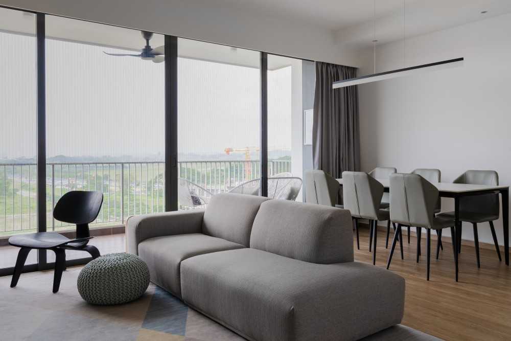 Scandinavian Living Room with Feature Wall and Sofa
