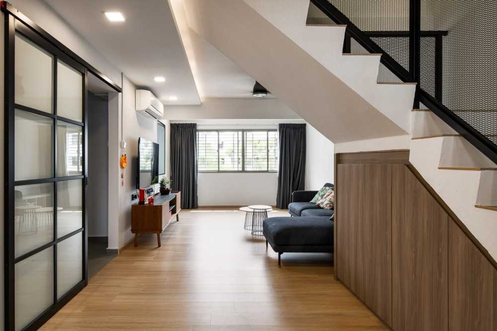 Contemporary Dining Room with Drop Ceiling and Downlights