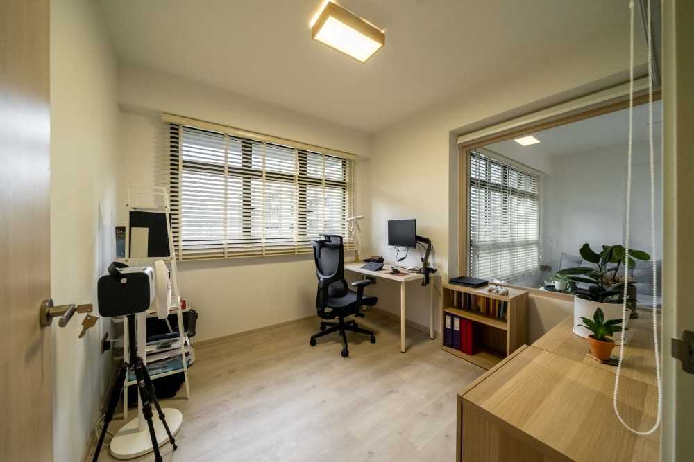Minimalist Home Office with Desk and Small Storage