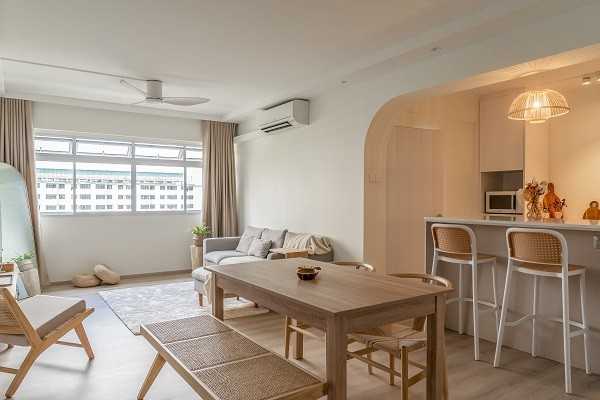 Scandinavian Living Room with Vinyl Flooring and Sofa