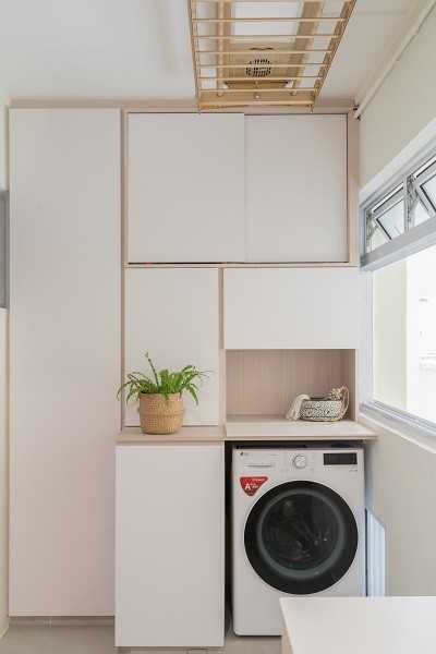 Scandinavian Service Yard with Washing Machine and Laundry Area