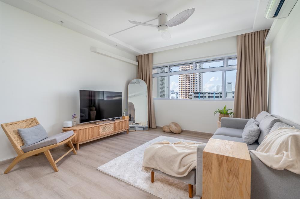 Scandinavian Living Room with TV Console and Sofa