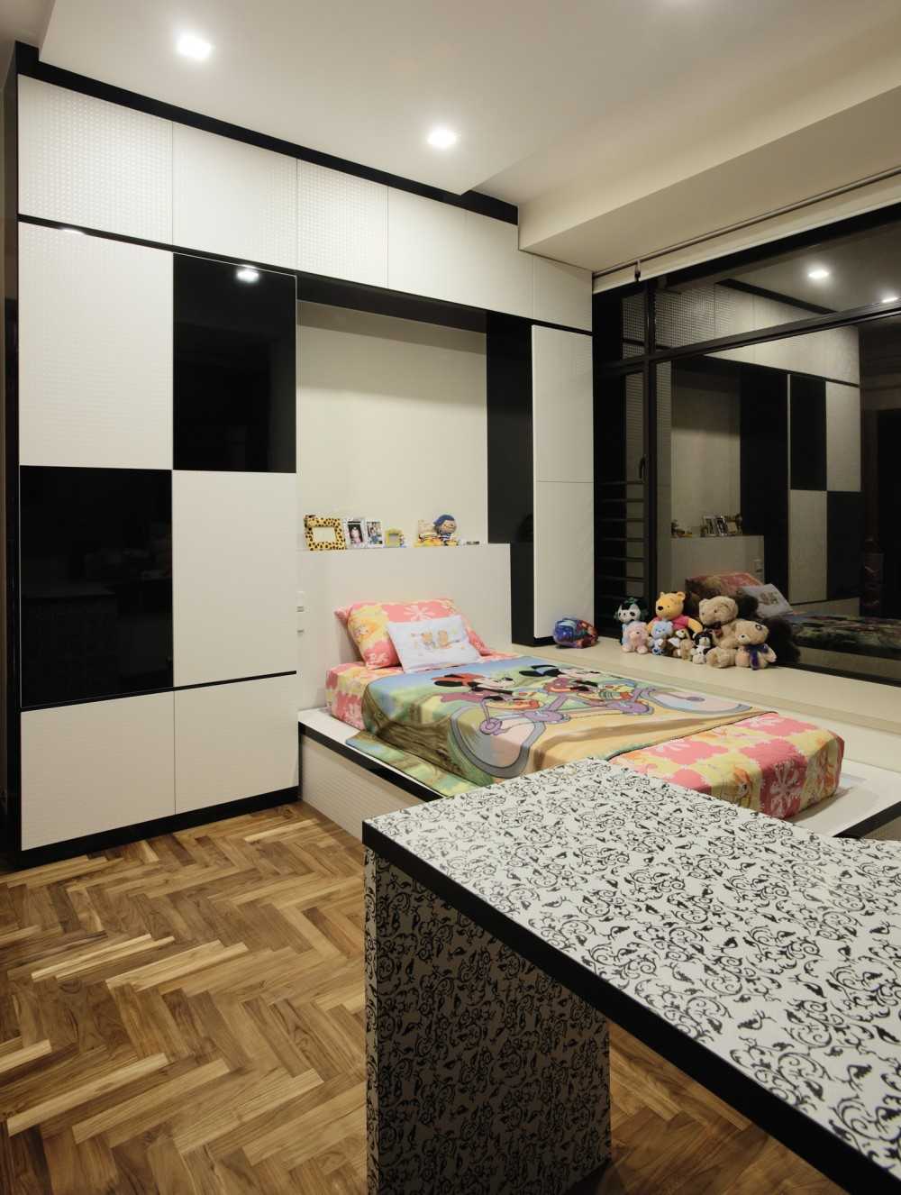 Modern Kids Room with Platform Bed and Wardrobe