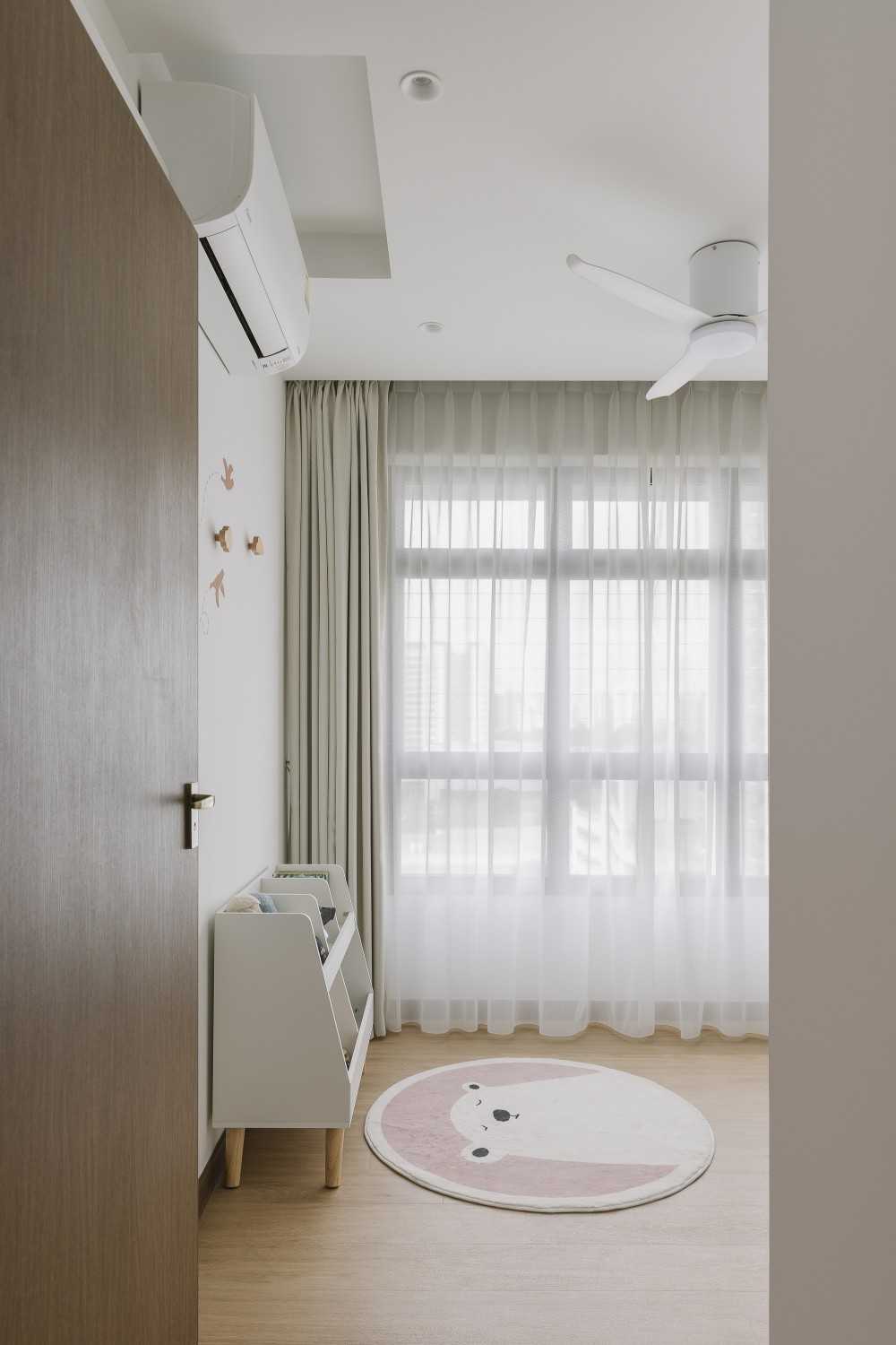 Scandinavian Bedroom with Ceiling Light and Ceiling Fan