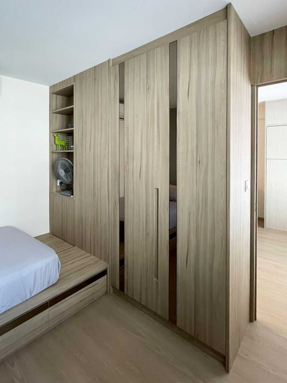Scandinavian Bedroom with Wardrobe and Built-in Bed