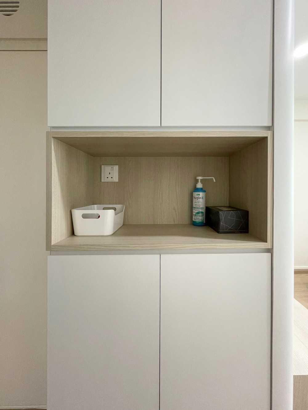 Scandinavian Foyer with Storage Cabinets and Display Cabinets