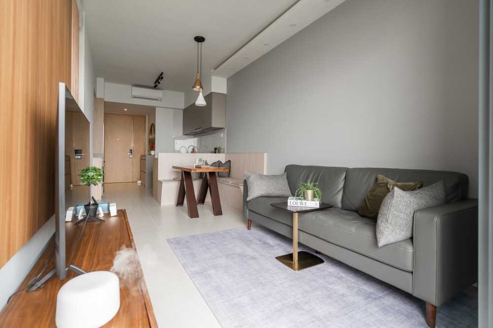 Minimalist Living Room with Ceiling Light and Sofa