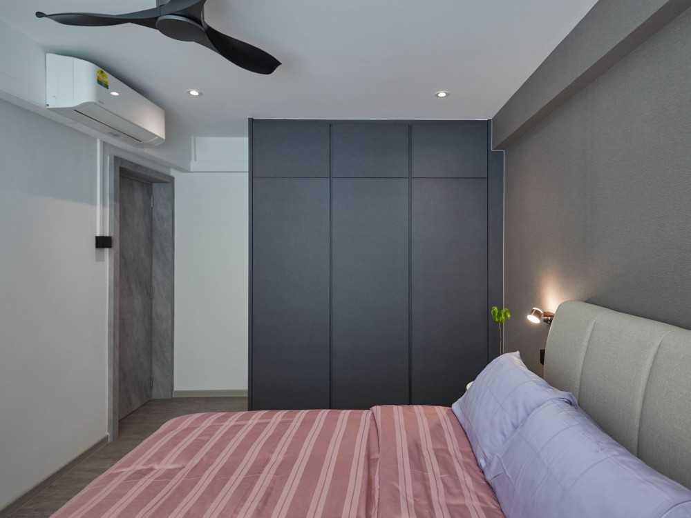 Contemporary Bedroom with Storage Cabinets and Bed