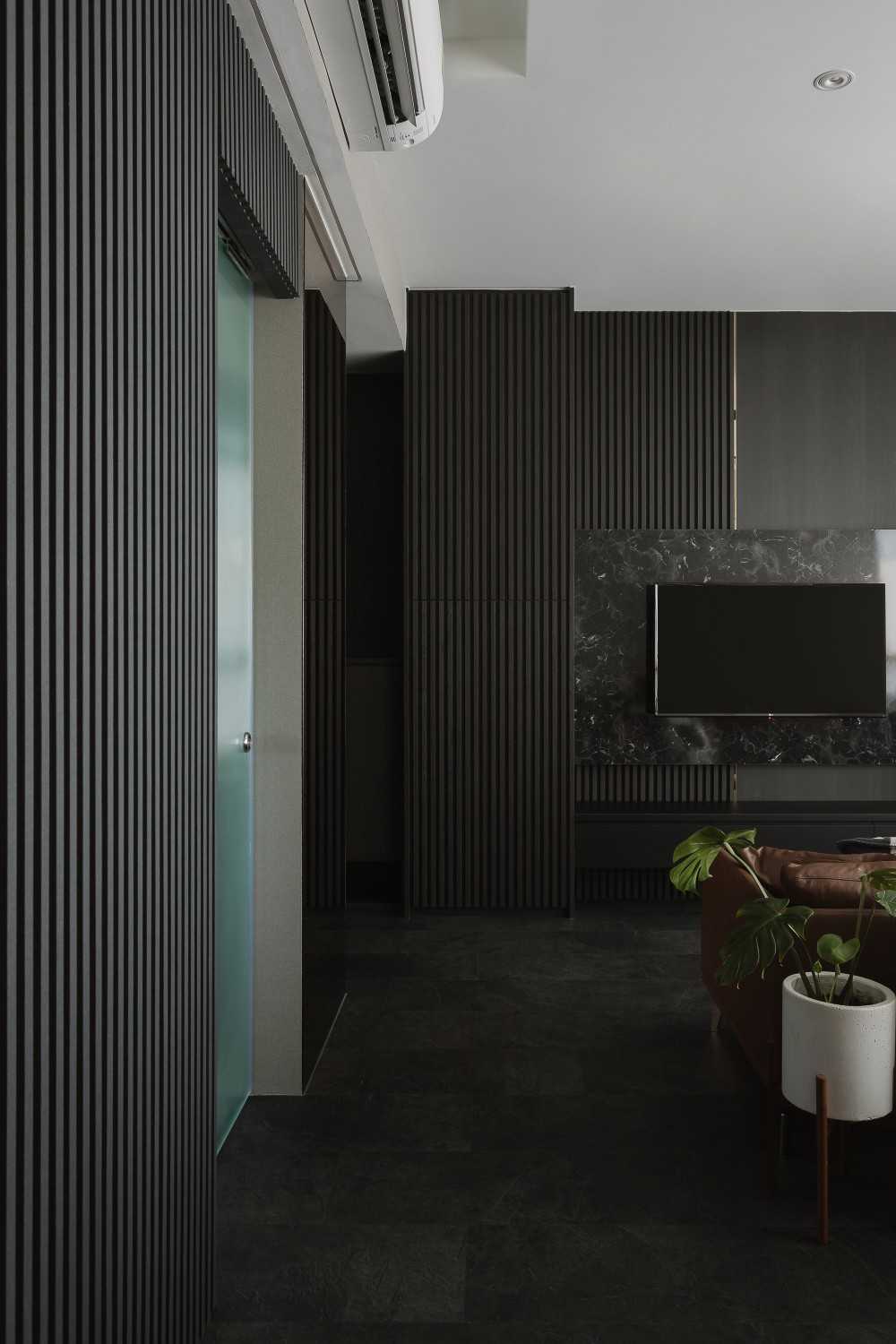 Modern Living Room with Feature Wall and Downlights