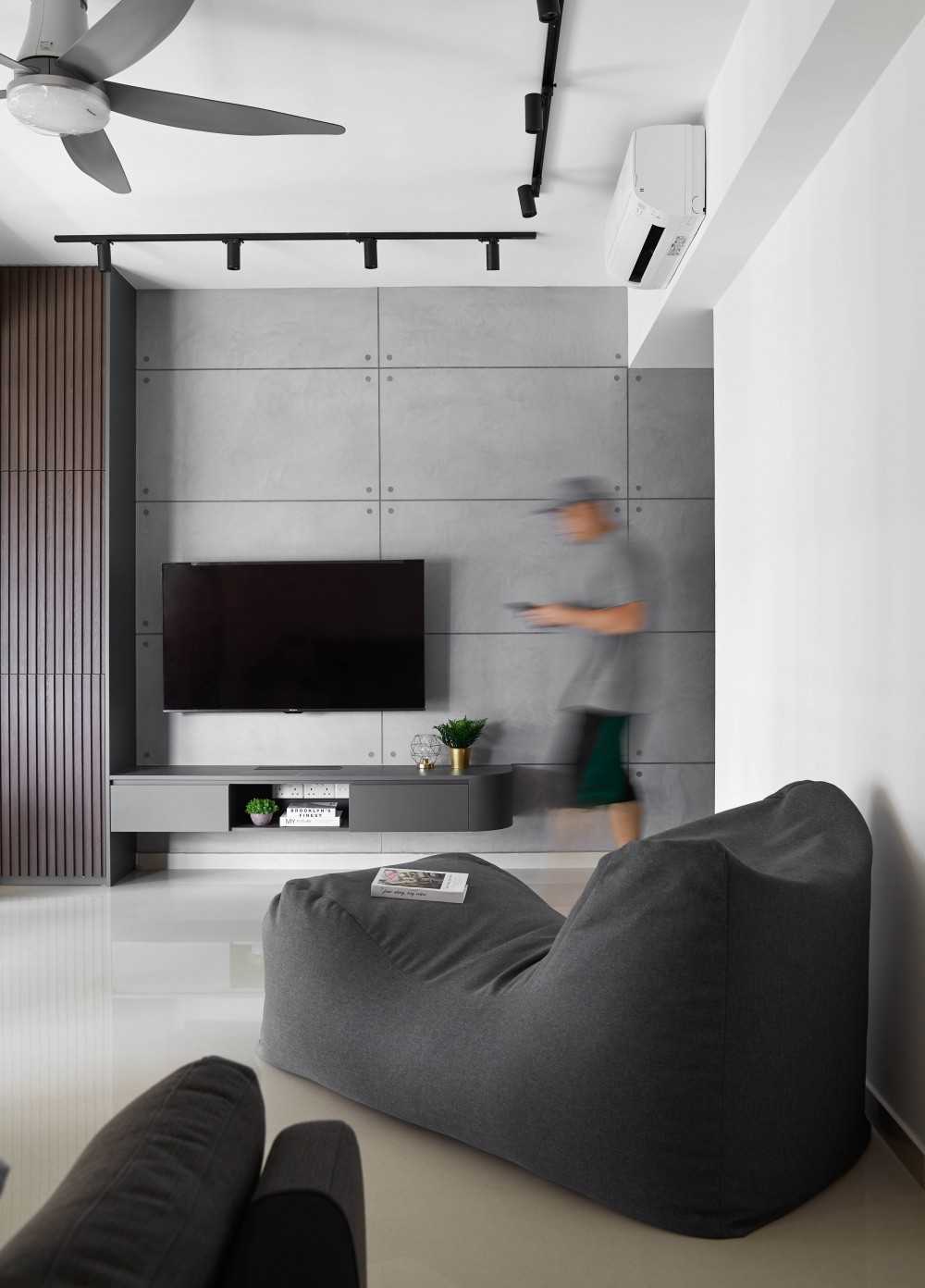 Contemporary Living Room with TV Console and Storage Cabinets