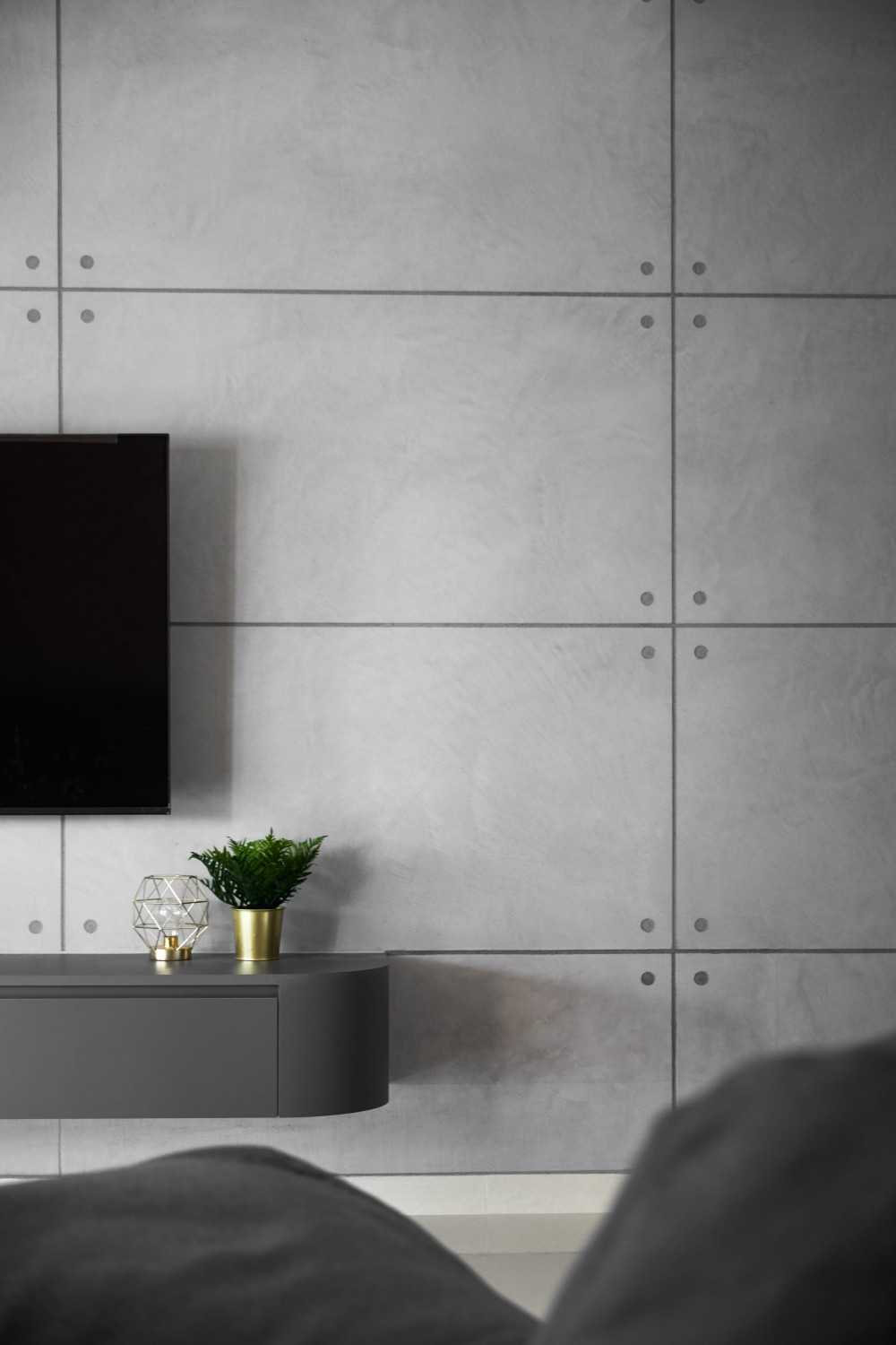 Contemporary Living Room with Storage Cabinets and Tiles