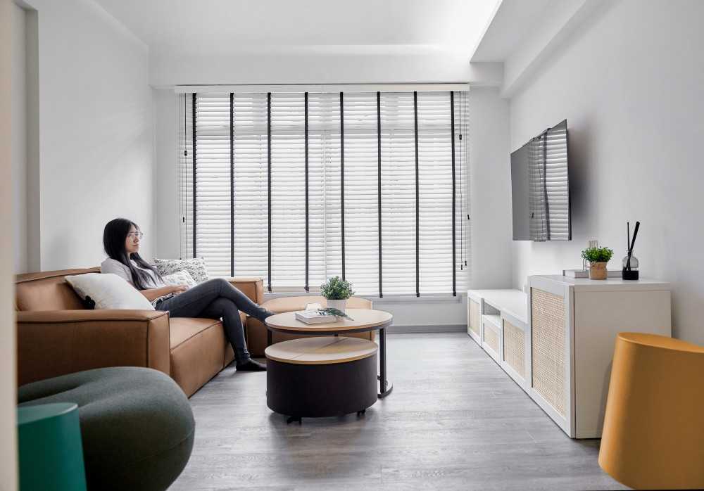 Contemporary Living Room with TV Console and Sofa