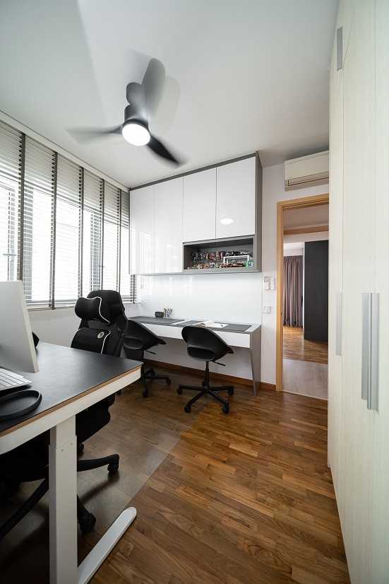 Scandinavian Study with Bookshelf and Desk Chairs