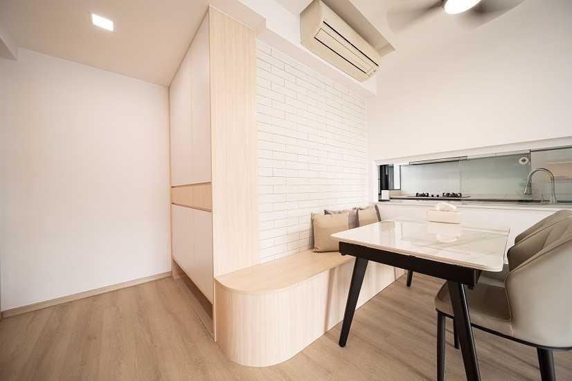 Scandinavian Dining Room with Settee and Feature Wall