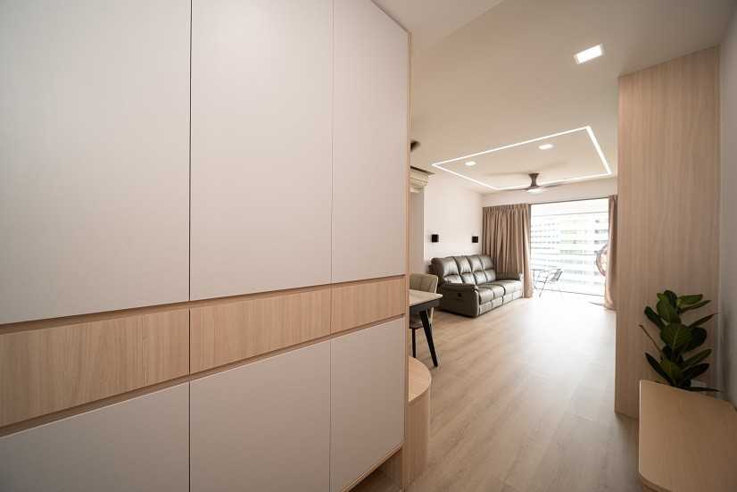 Scandinavian Entryway with Seating Bench and Shoe Rack