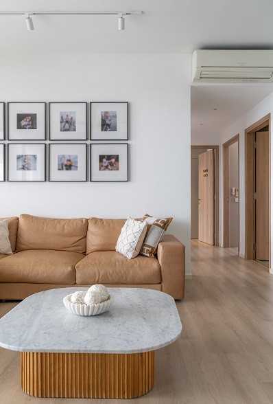 Scandinavian Living Room with Vinyl Flooring and Sofa