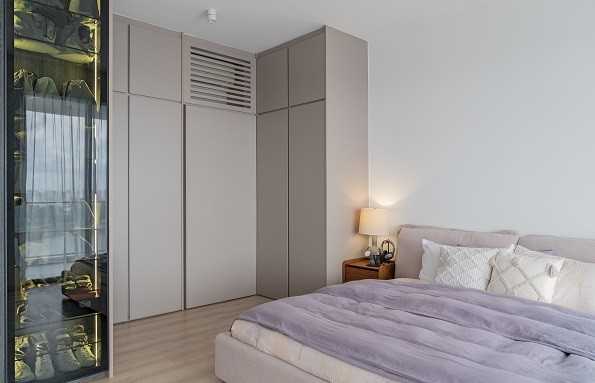 Scandinavian Bedroom with Vinyl Flooring and Wardrobe
