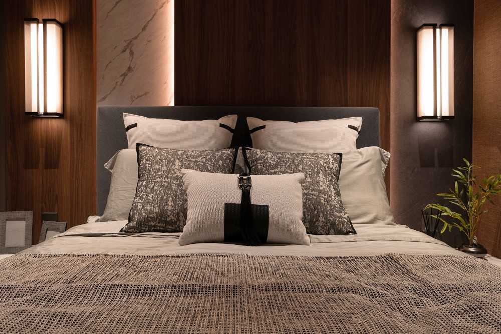 Contemporary Bedroom with Parquet Floor and Wood Flooring