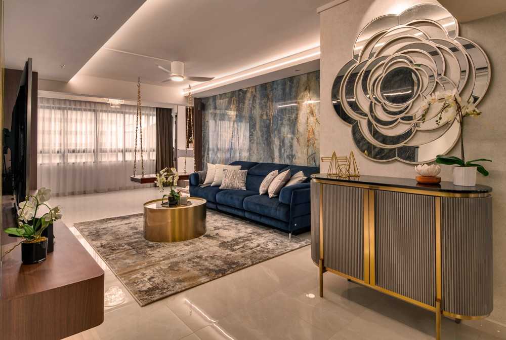 Modern Living Room with TV Console and Feature Wall