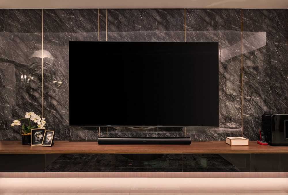 Modern Living Room with TV Console and Feature Wall