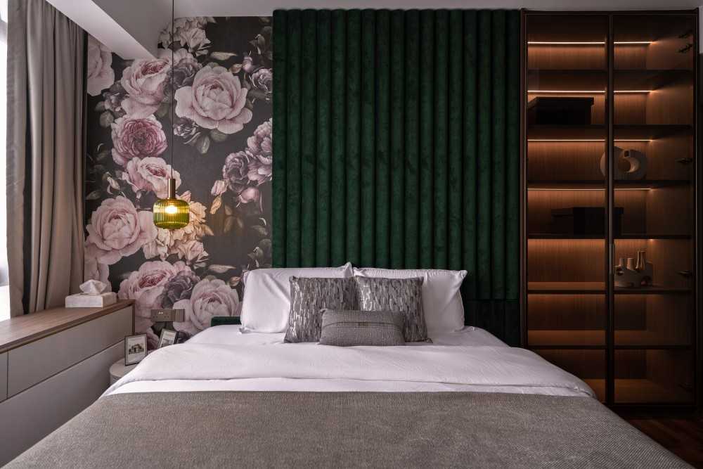 Contemporary Bedroom with Built-in Bed and Bedside Table