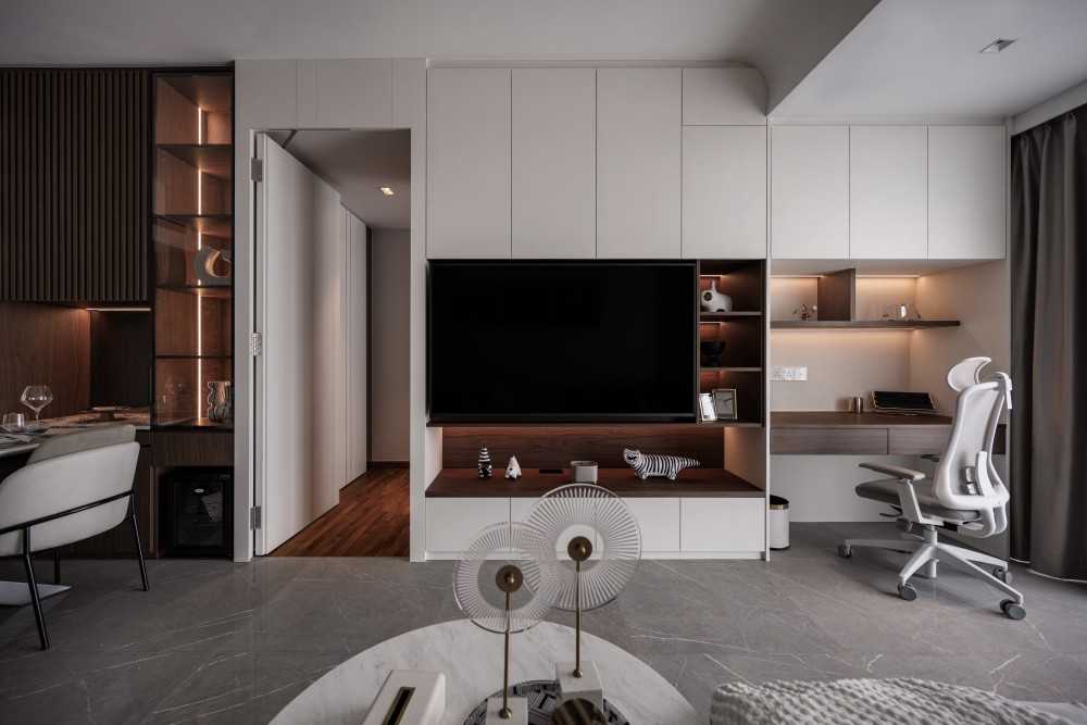 Contemporary Living Room with TV Console and Sofa