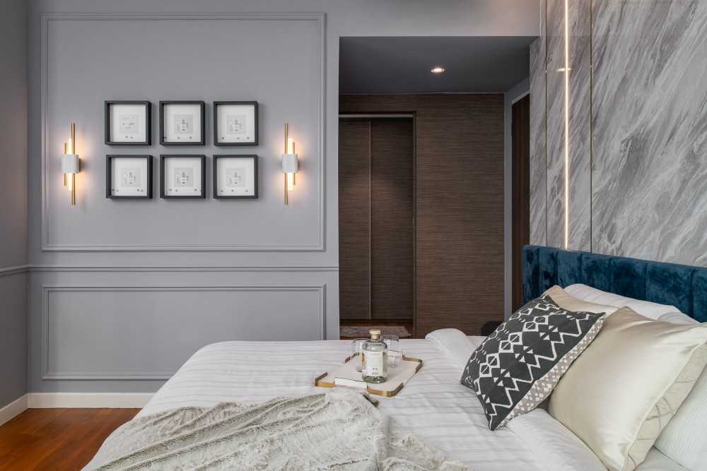 Modern Bedroom with Built-in Bed and Bedside Table