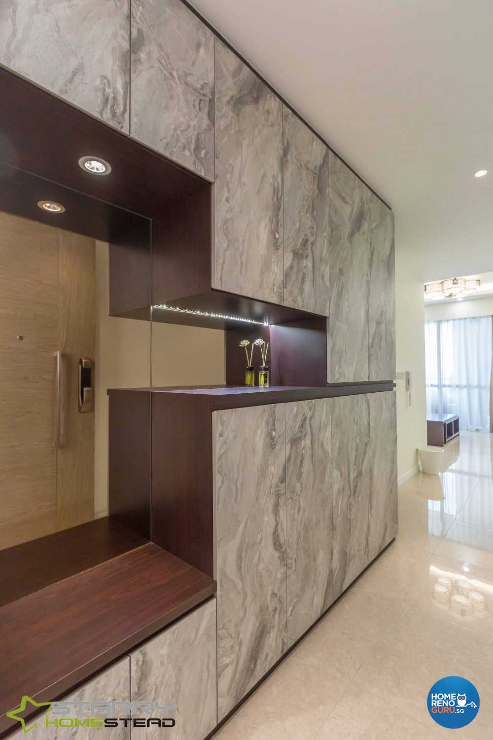 Modern Entryway with Seating Bench and Shoe Rack
