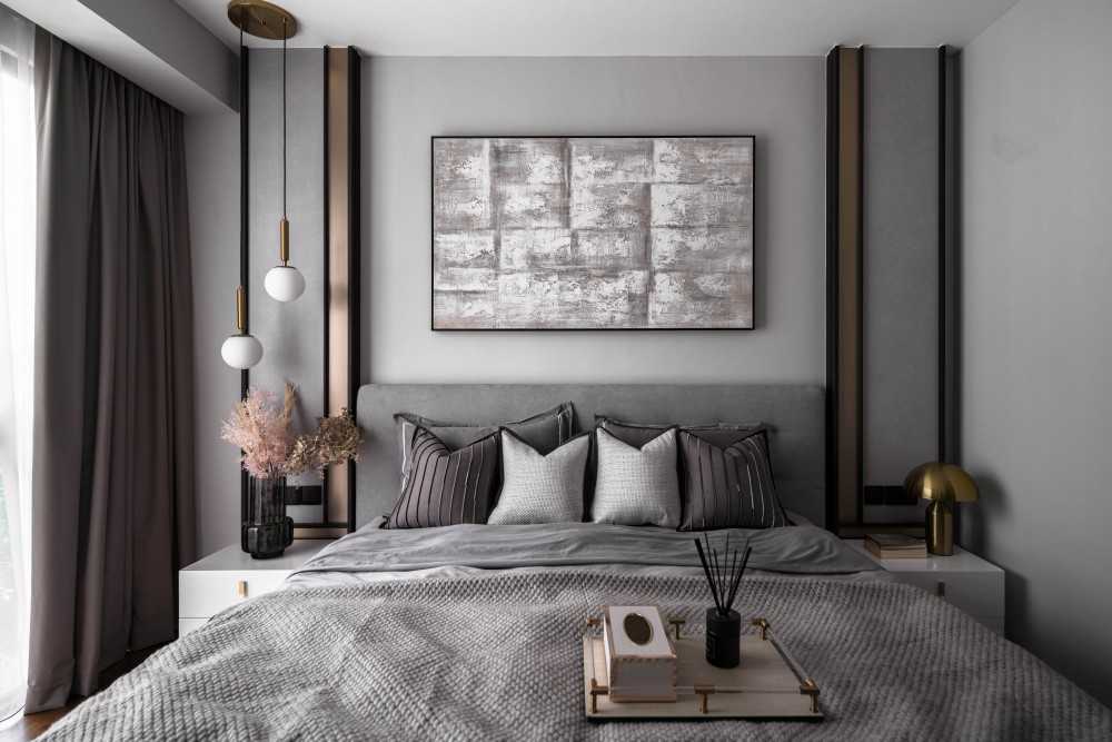 Contemporary Bedroom with Parquet Floor and Wardrobe