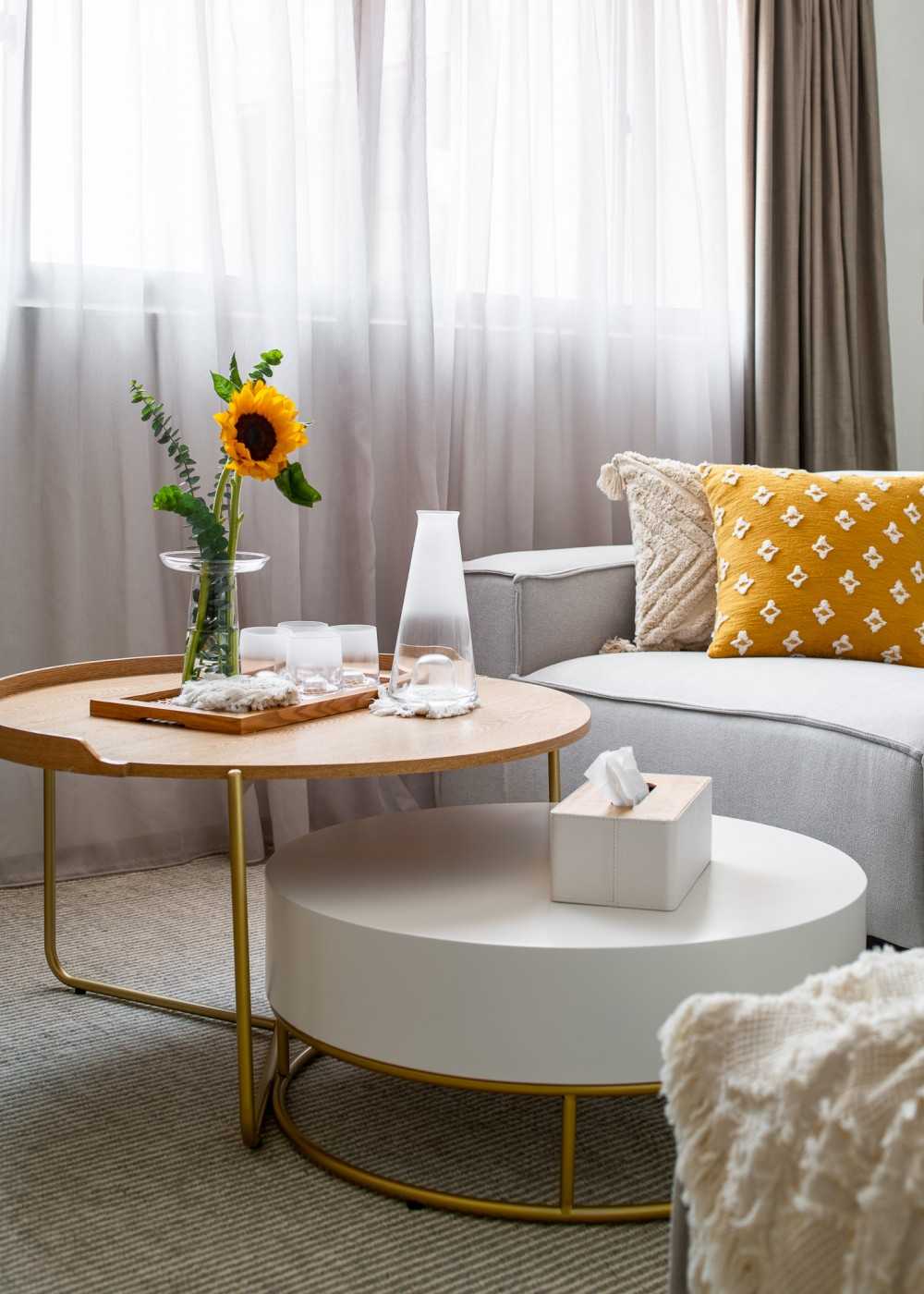 Scandinavian Living Room with TV Console and Sofa