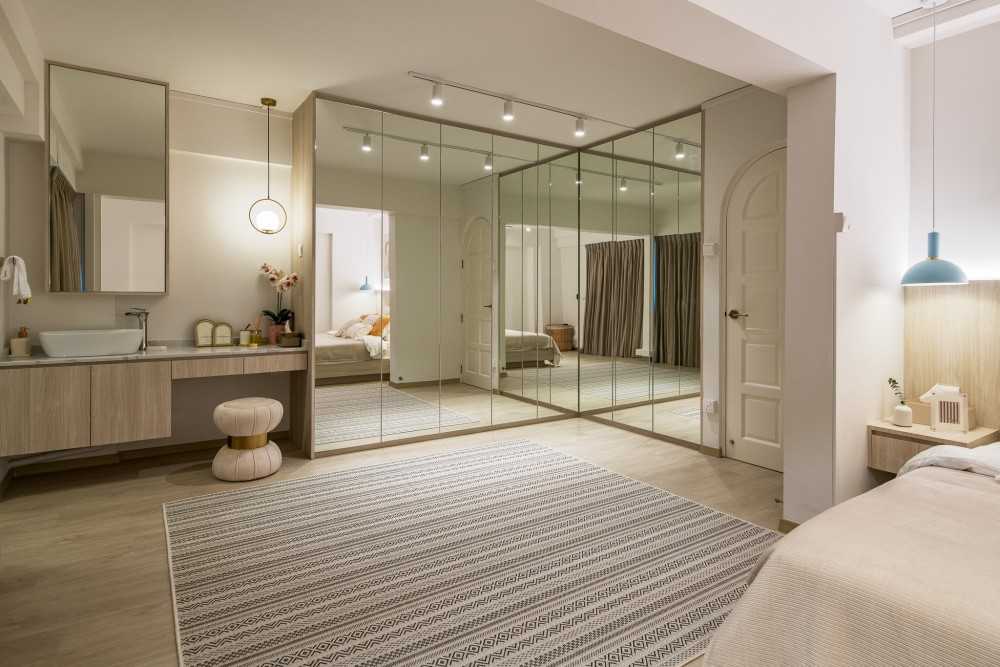 Scandinavian Bedroom with Wardrobe and Downlights