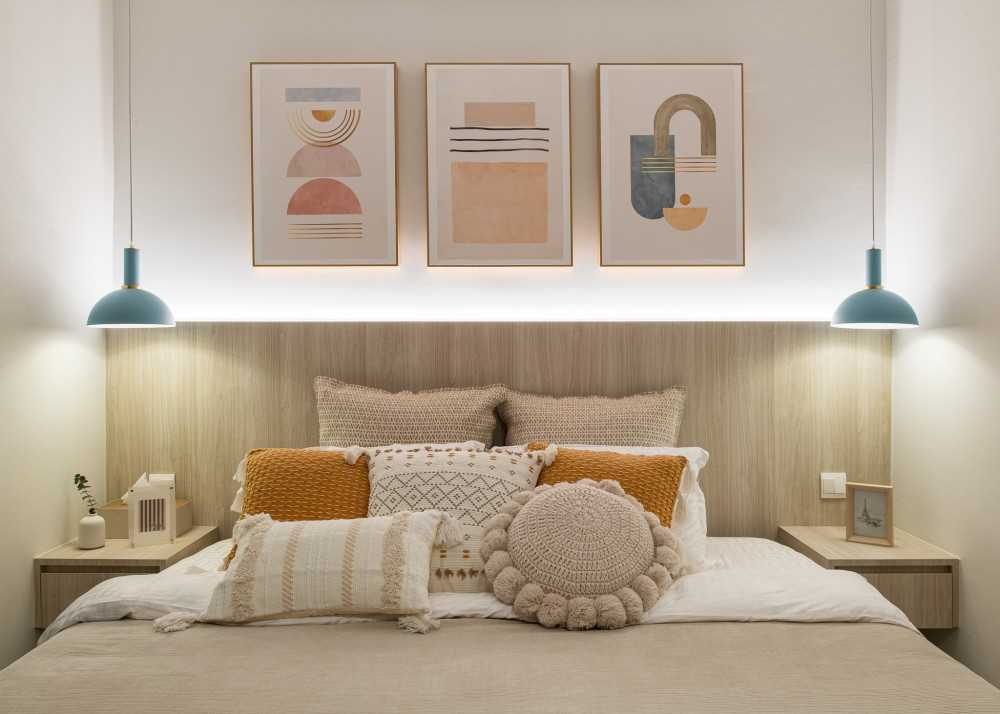 Scandinavian Bedroom with Cove Lighting and Wardrobe