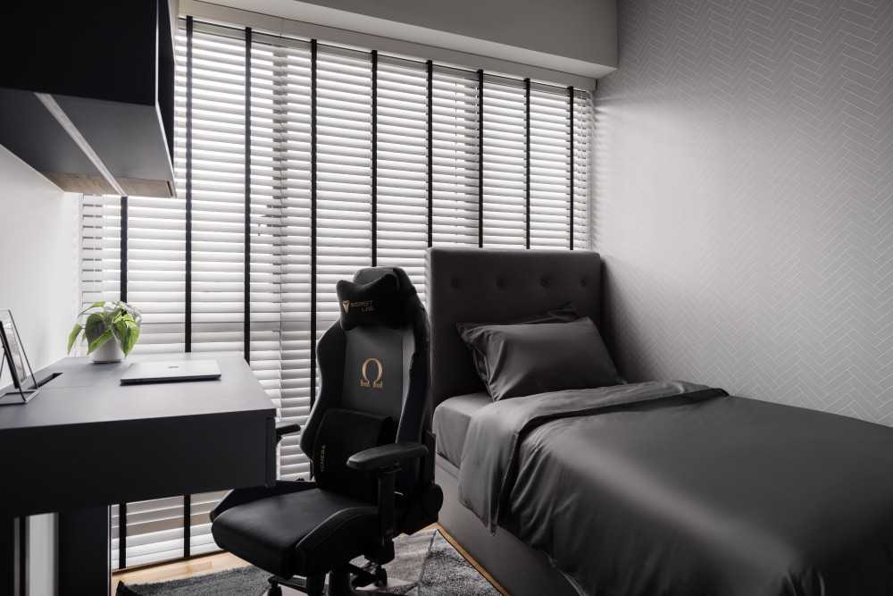 Modern Bedroom with Single Bed and Bed