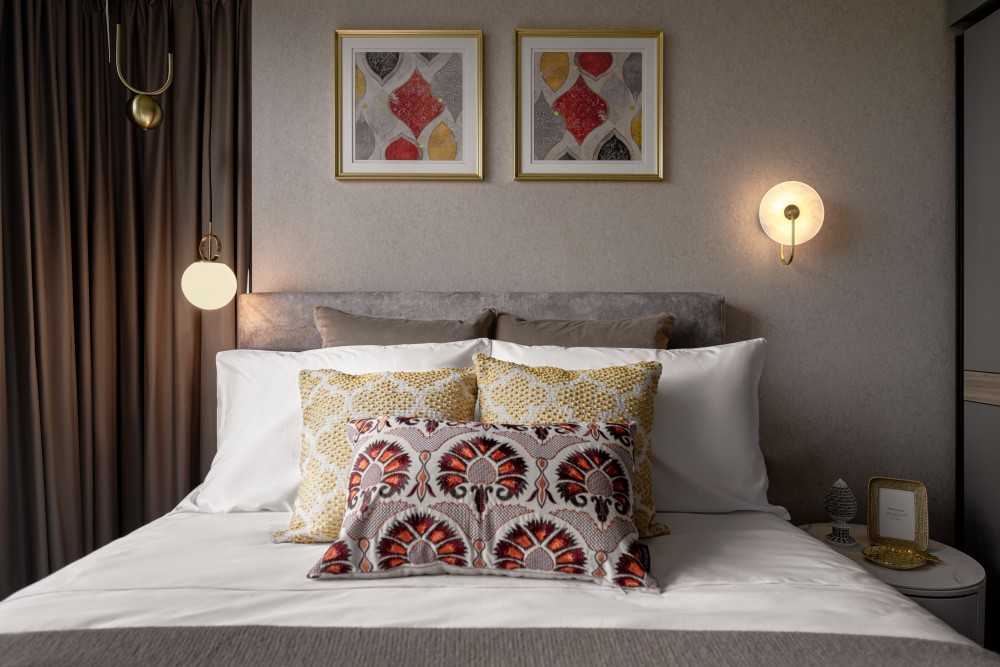 Modern Bedroom with Built-in Bed and Bedside Table