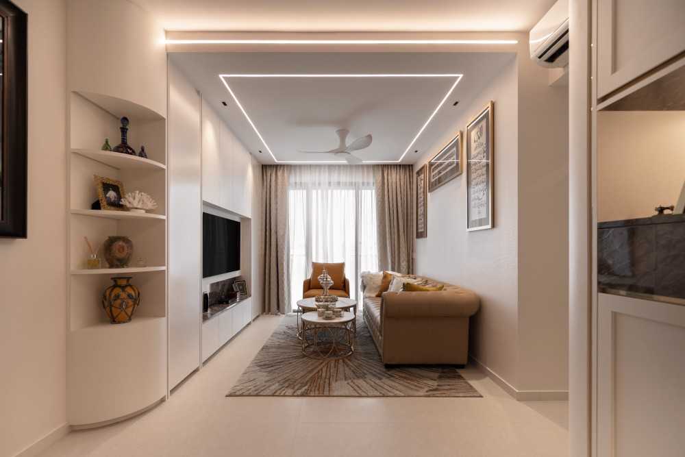 Modern Living Room with TV Console and Feature Wall