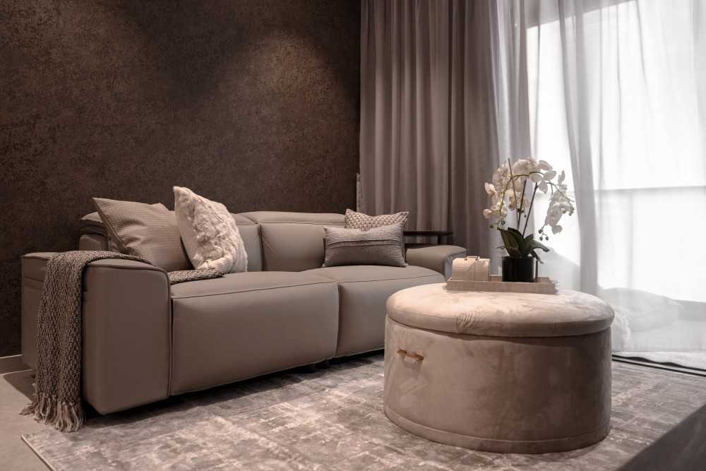 Modern Living Room with TV Console and Mirror
