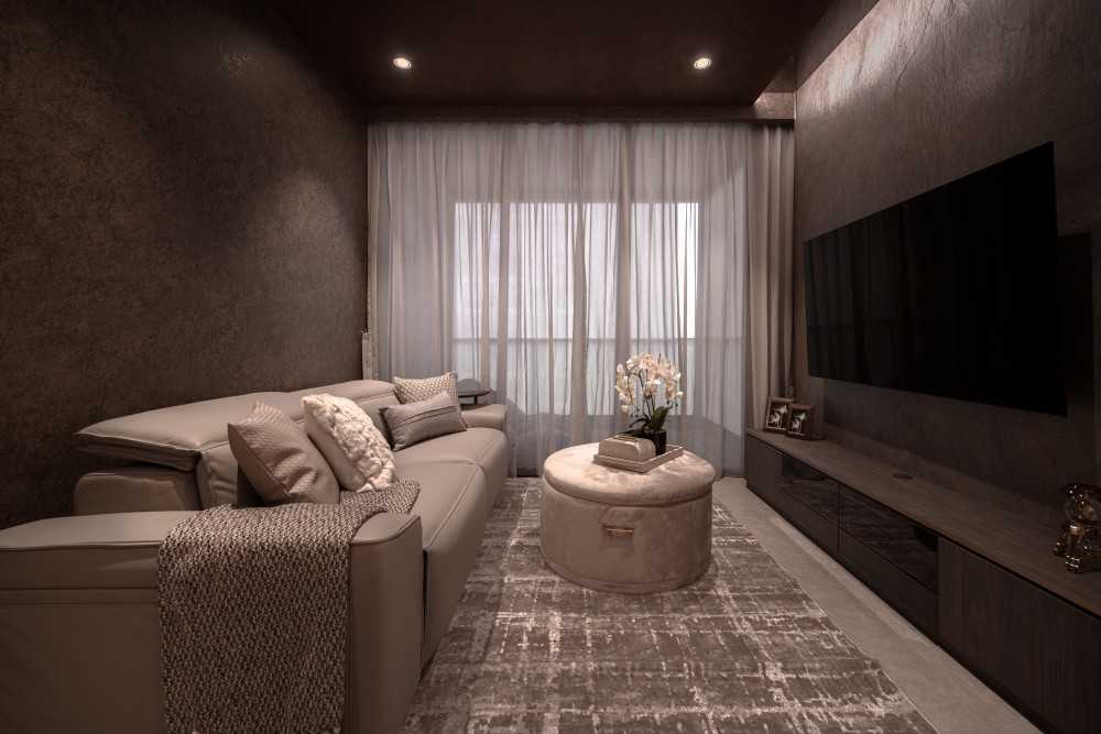 Modern Living Room with TV Console and Feature Wall