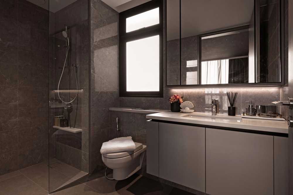 Modern Bathroom with Countertop and Mirror