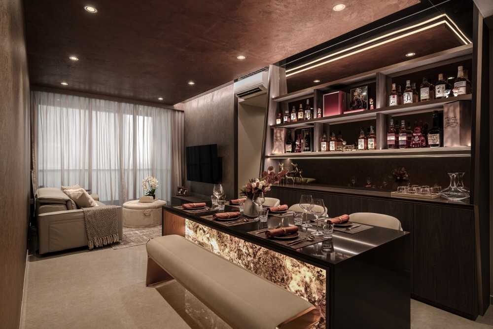 Modern Dining Room with Cove Lighting and Dining Table