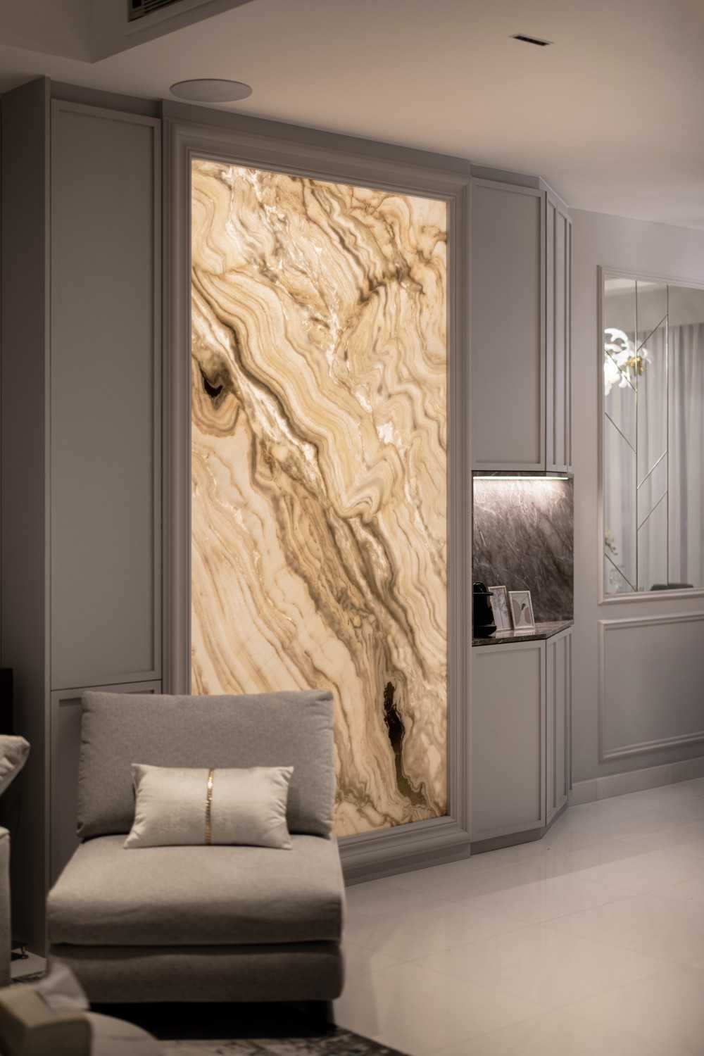 Modern Entryway with Mirror and Seating Bench