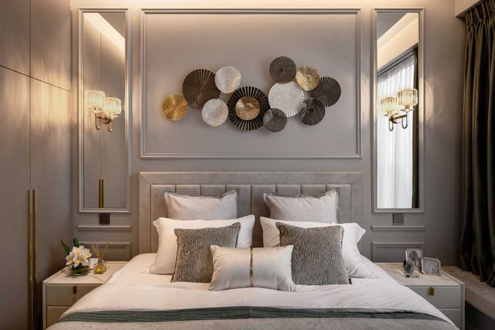 Modern Bedroom with Cove Lighting and Built-in Bed