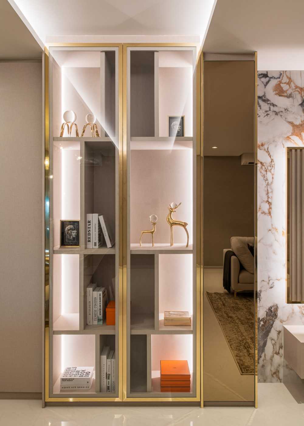 Modern Entryway with Mirror and Seating Bench