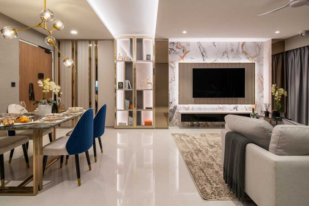 Modern Living Room with TV Console and Feature Wall