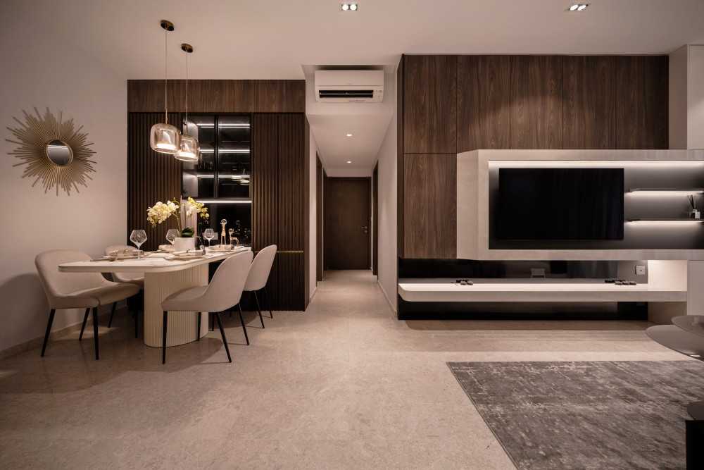 Modern Living Room with TV Console and Feature Wall
