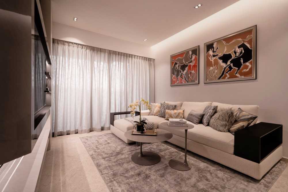 Modern Living Room with TV Console and Feature Wall