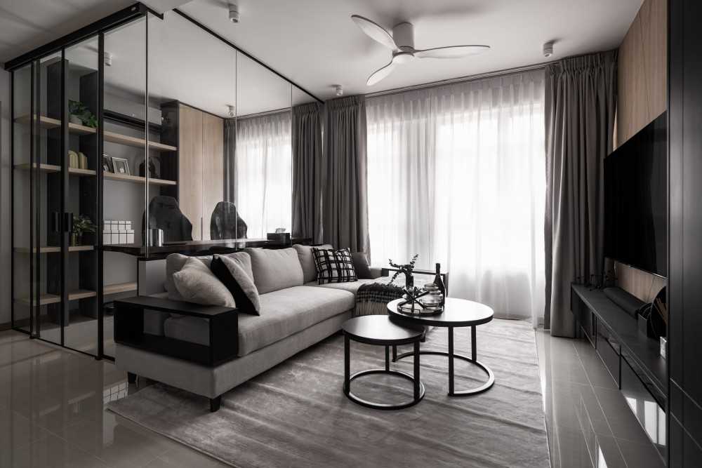 Modern Living Room with TV Console and Sofa
