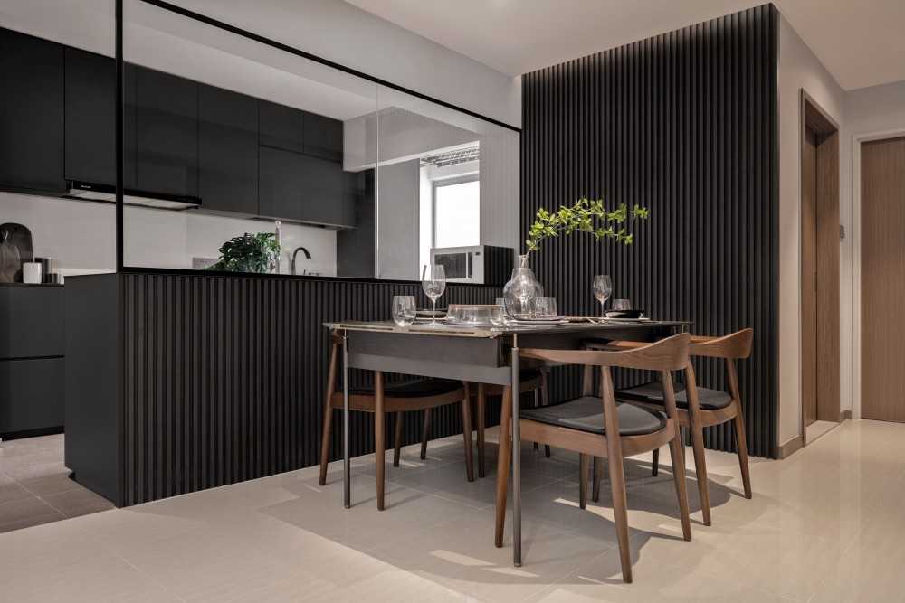 Modern Dining Room with Cove Lighting and Dining Chairs